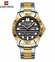 Naviforce Nf 9198-Silver Golden Watch For Men