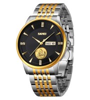 Skmei 9309 Gold Black Watch For Men
