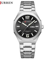 Curren 8476 Silver Black Watch For Men