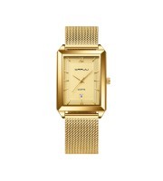 CRRJU 2197 Stylish Square Top Brand Luxury Quartz Watch- Gold