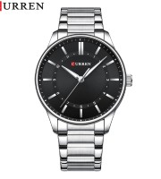 Curren 8430 Silver Black Watch For Men
