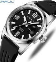 CRRJU 5027 Silicon Band Date Simple Casual Watch-Black