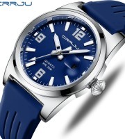 CRRJU 5027 Silicon Band Date Simple Casual Watch-Blue