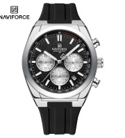 Naviforce Nf 8080- Silver Black Men’s Watch.